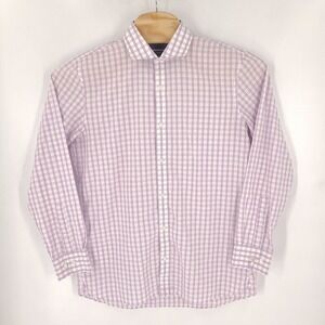 Bonobos Shirt Mens Large White Purple Tech Gingham Plaid Tailored Slim Fit 17